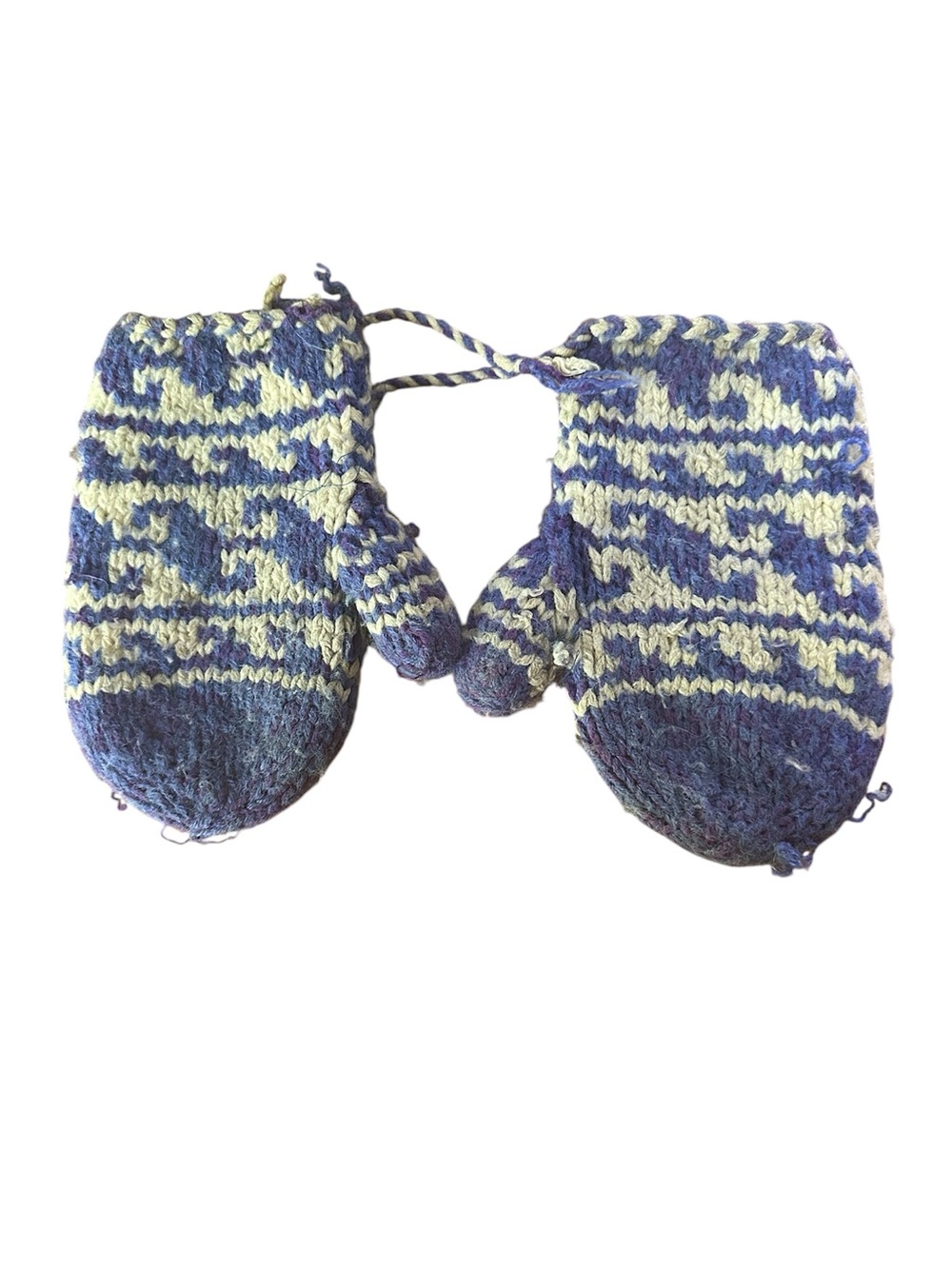 Nepalese Wool Knit Mittens Fair Isle Nordic Winter Cottagecore women’s M L